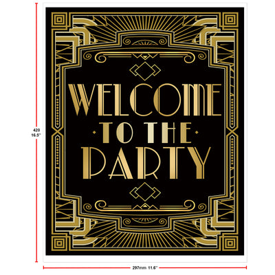 Roaring 20s Art Deco Poster|Welcome to Party|16x12inch A3
