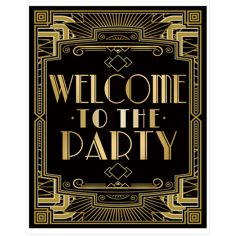 Roaring 20s Art Deco Poster|Welcome to Party|16x12inch A3