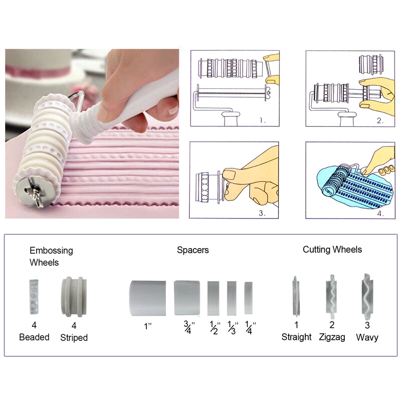 Fondant Cake Decorating Kit 102-count Cutters|Modeling Tools|Roller| Smoother|Alphabet