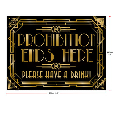 Roaring 20s Art Deco Poster|Prohibition Ends Here|16x12inch A3