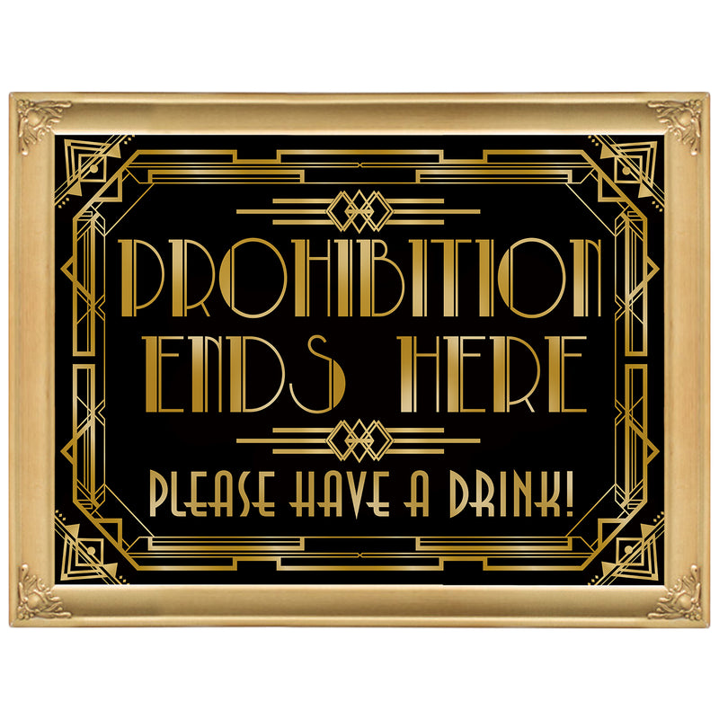 Roaring 20s Art Deco Poster|Prohibition Ends Here|16x12inch A3