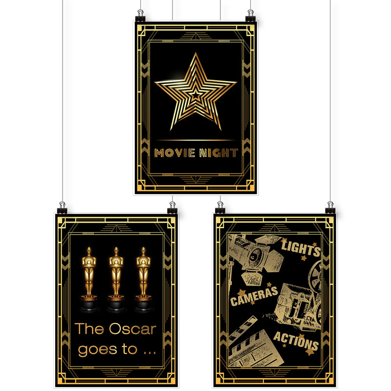 Hollywood Movie Night Posters 16x12inch A3 3-pack