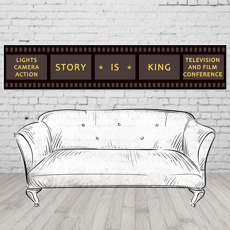 Story is King Prepasted Filmstrip Movie Night Party Wall Mural 59.8x11.8inch