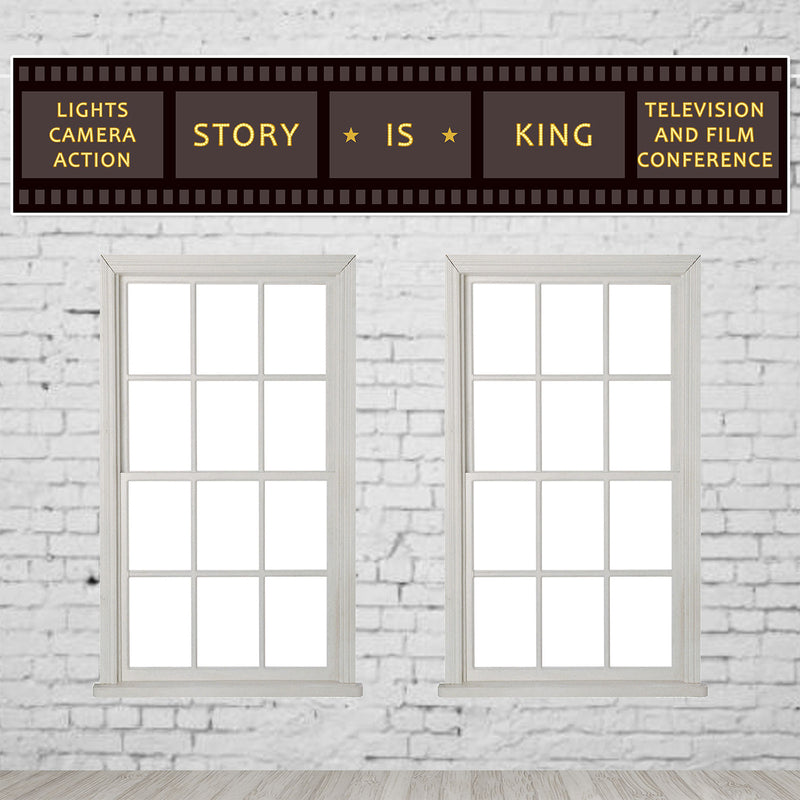 Story is King Prepasted Filmstrip Movie Night Party Wall Mural 59.8x11.8inch
