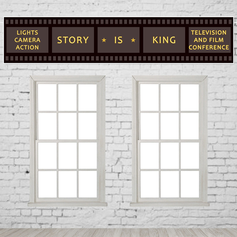 Story is King Prepasted Filmstrip Movie Night Party Wall Mural 59.8x11.8inch