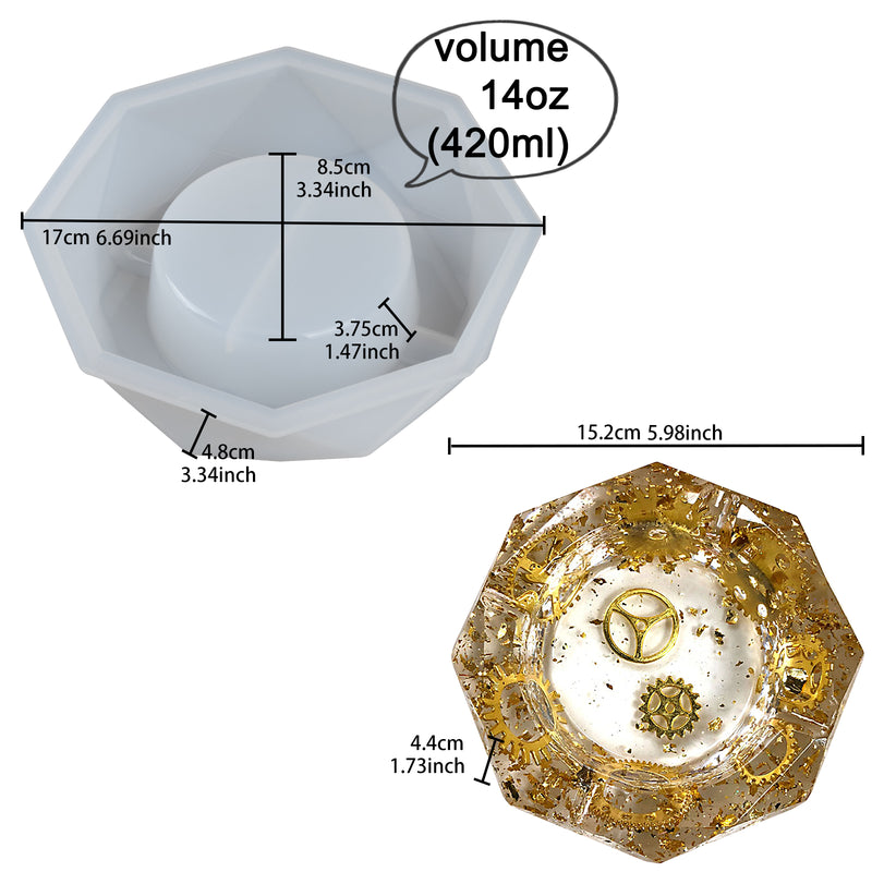 Ashtray Resin Silicone Mold 6.3inch Octagon