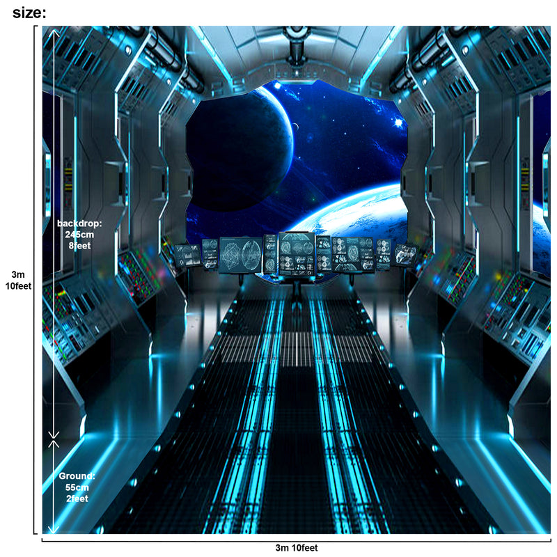 Futuristic Hallway Aboard Spaceship Backdrop Large 10x10 feet