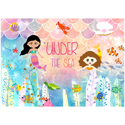 Under the Sea Mermaid Princess Backdrop 7x5 feet