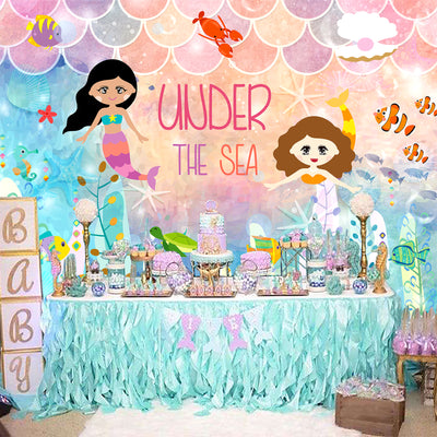Under the Sea Mermaid Princess Backdrop 7x5 feet
