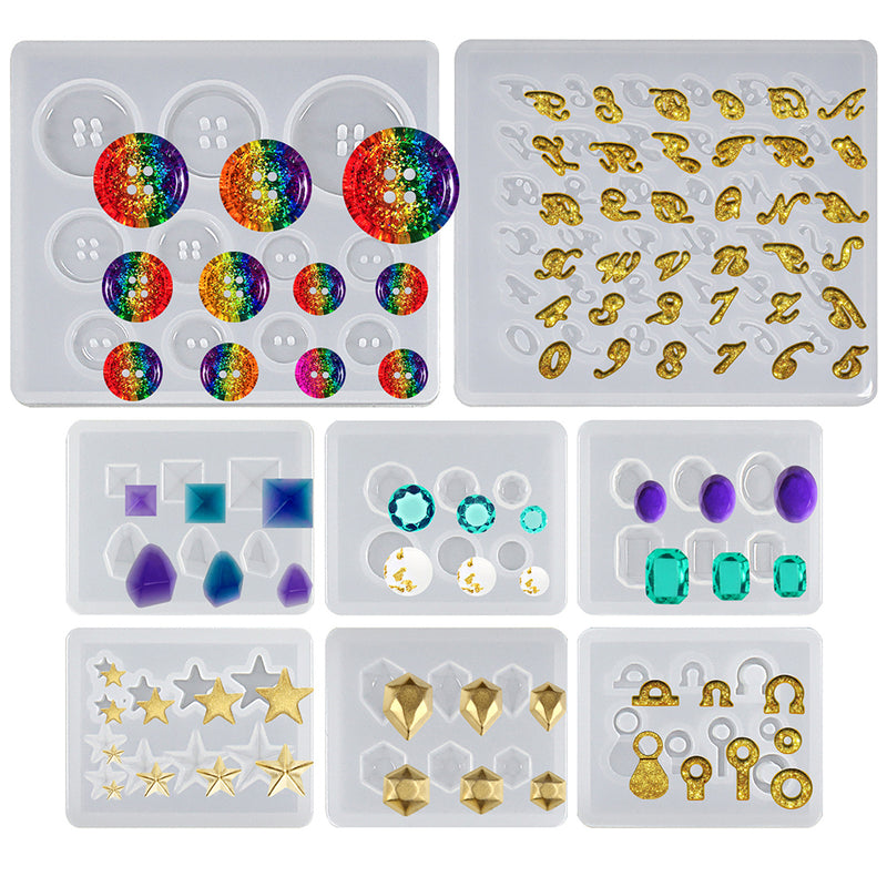 Jewelry Mini Parts Resin Silicone Molds 7-Count