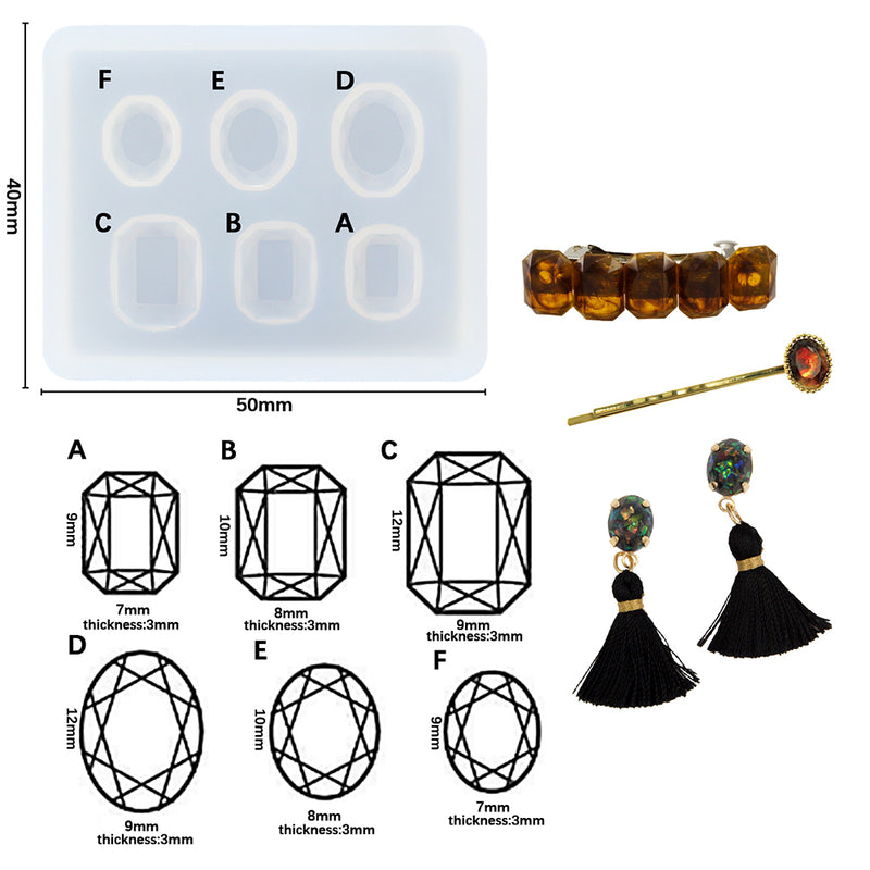 Oval and Emerald Diamond Resin Silicone Mold Mini