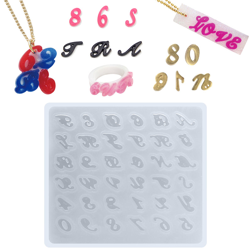 Mini Alphabet and Numbers Initial Resin Silicone Mold
