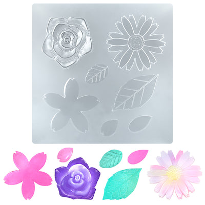 Flower and Leaf Resin Silicone Mold 4x4inch