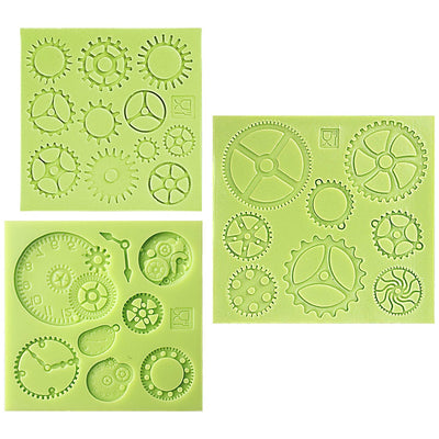 Steampunk Gear Fondant Silicone Mold Set 3 in Set
