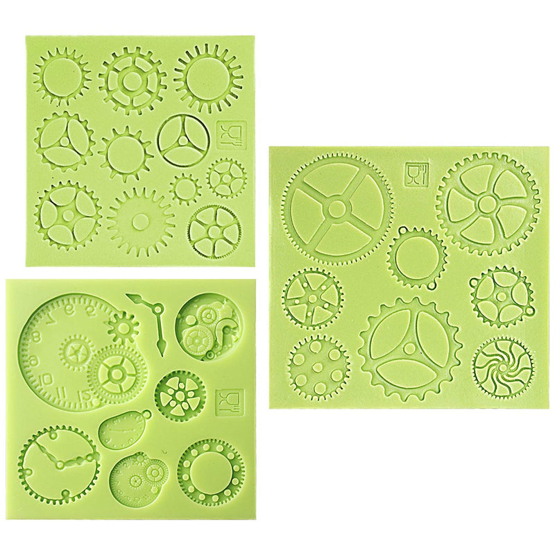 Steampunk Gear Fondant Silicone Mold Set 3 in Set