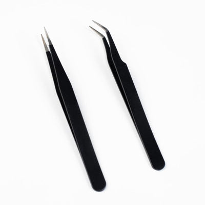Precision Tweezers with Straight & Curved Tip 2-count, Matte Black