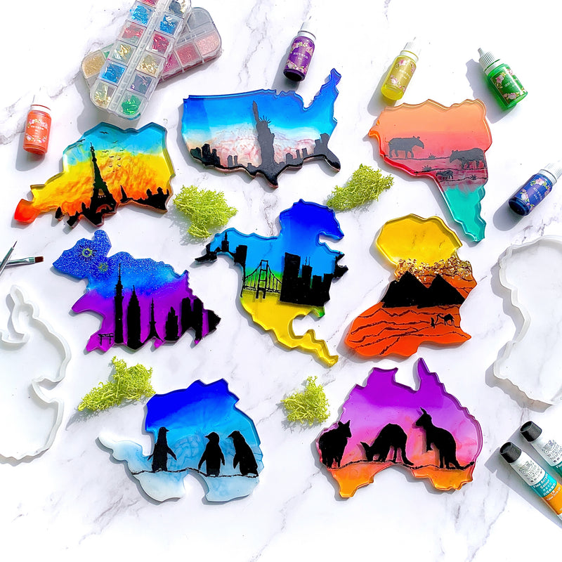 North America Continent Coaster Epoxy Resin Silicone Mold