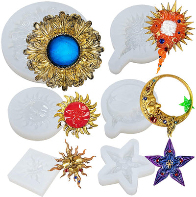 Celestial Sun Moon Star Plaque Silicone Molds Set 6-Count 2-3.1inch