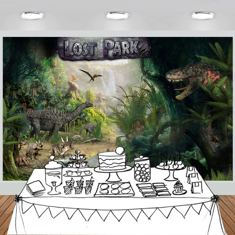 Dino Lost Park Dinosaur Backdrop 8x5 feet