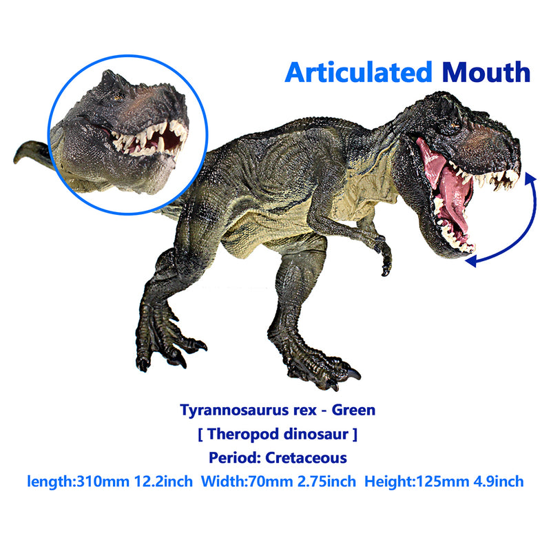 Tyrannosaurus Rex Walking Figure with Movable Jaw Olive Green Height 5-inch