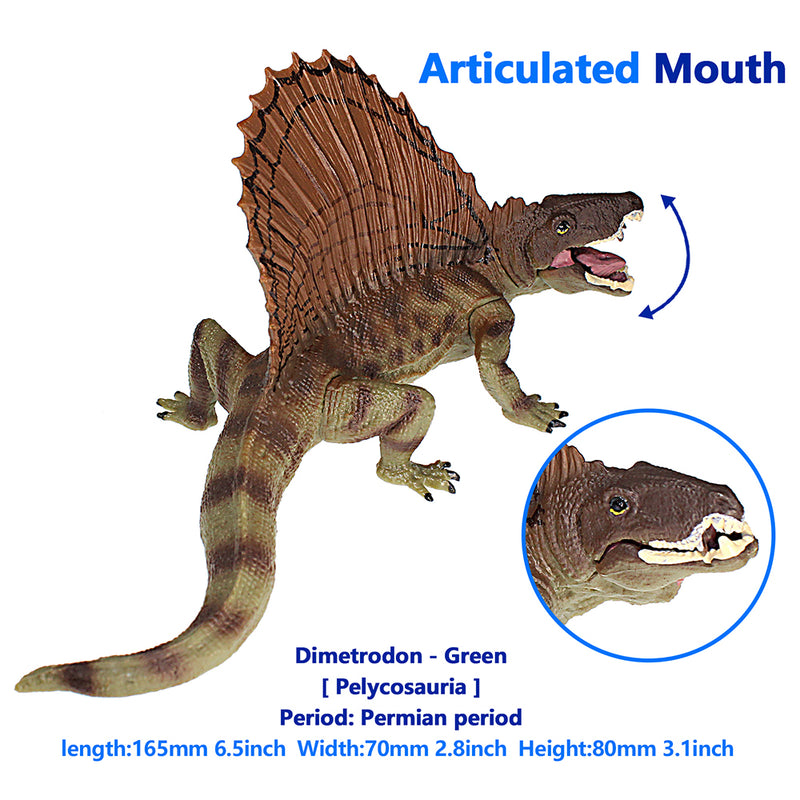 Dimetrodon Figure with Movable Jaw Green Height 3-inch