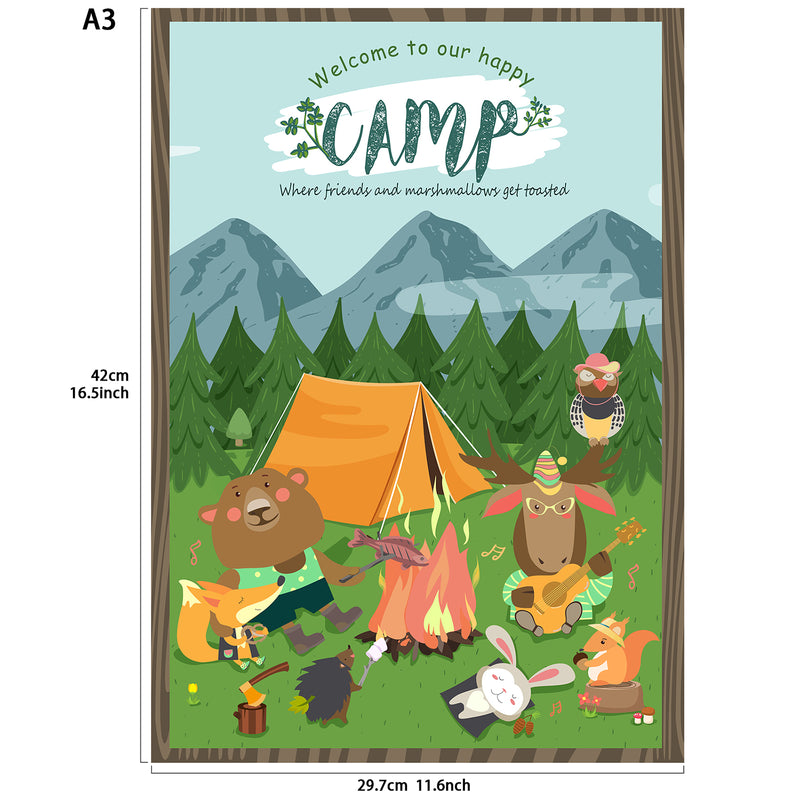 Woodland Camp Welcome Poster A3 16.5x11.8inch