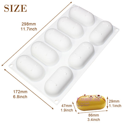 Pillow Glaze Cake Dessert Silicone Mold Tray 8 Cavity 3.4x2x1inch