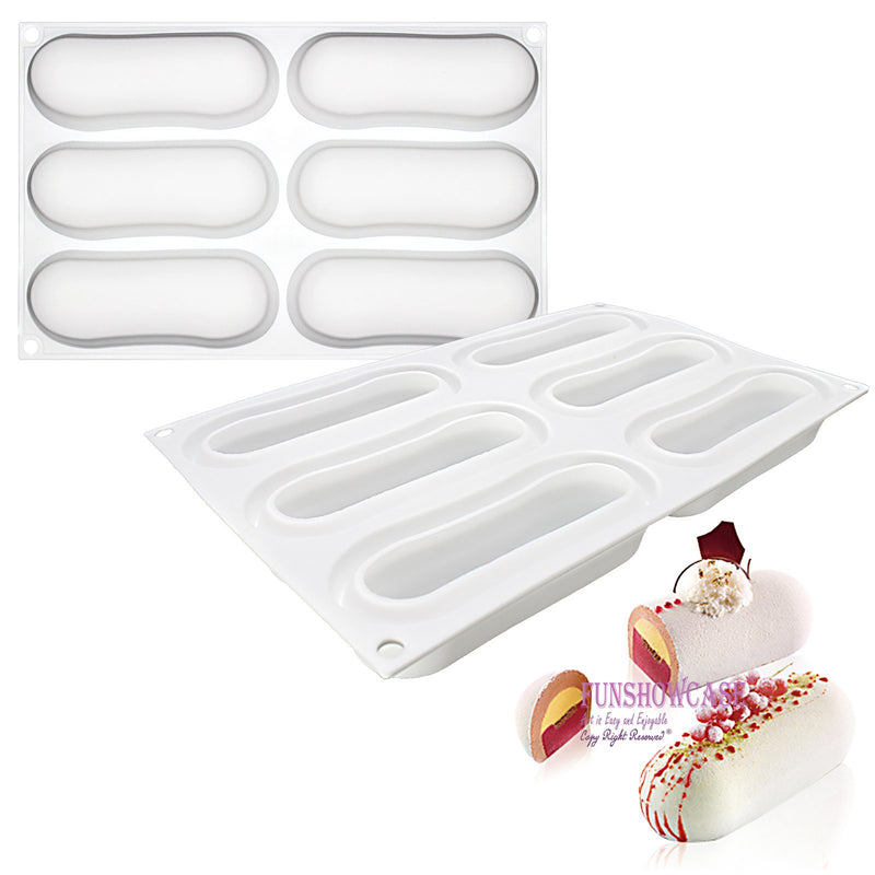 Pillow Glaze Cake Dessert Silicone Mold Tray 6 Cavity 5x1.8x1.3inch