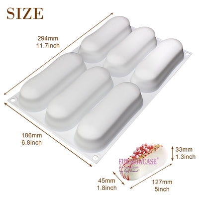 Pillow Glaze Cake Dessert Silicone Mold Tray 6 Cavity 5x1.8x1.3inch