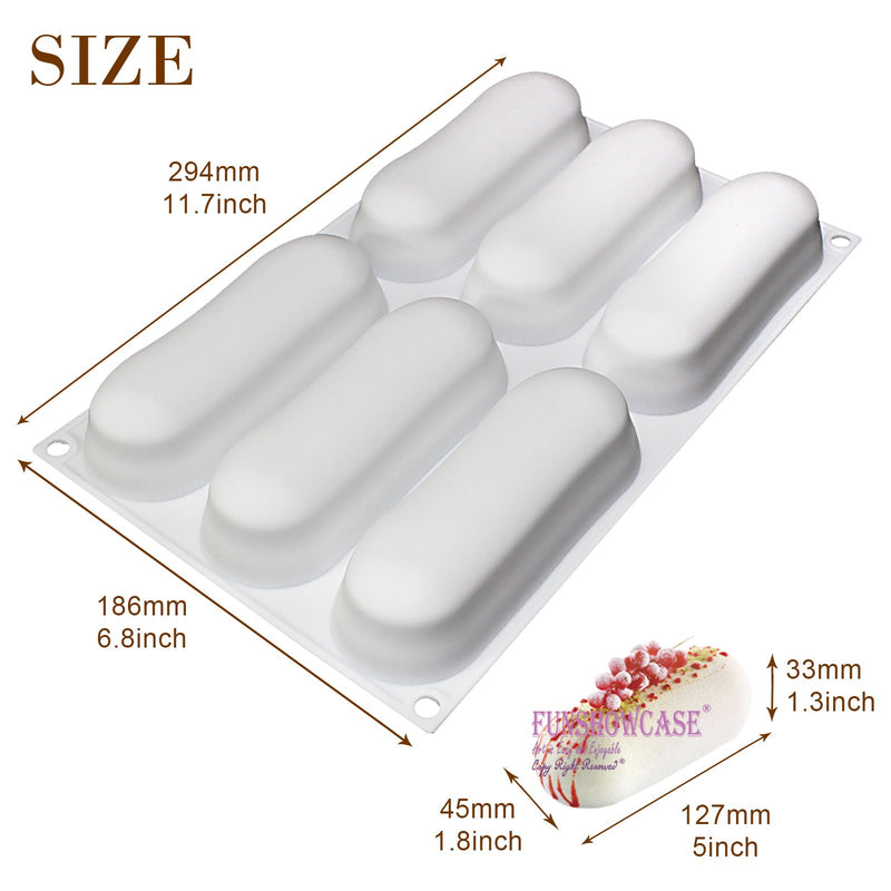 Pillow Glaze Cake Dessert Silicone Mold Tray 6 Cavity 5x1.8x1.3inch