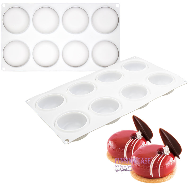 Curved Round Stone Silicone Mold Tray 8 Cavity 2.4x2.4x1.1inch