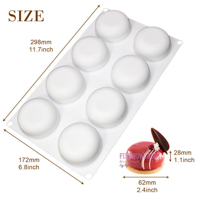 Curved Round Stone Silicone Mold Tray 8 Cavity 2.4x2.4x1.1inch