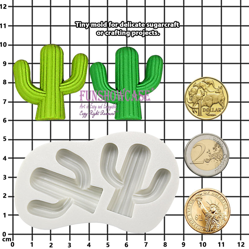 Fondant Silicone Mold Cactus 2 Cavity for Summer Mexican Fiesta Parties