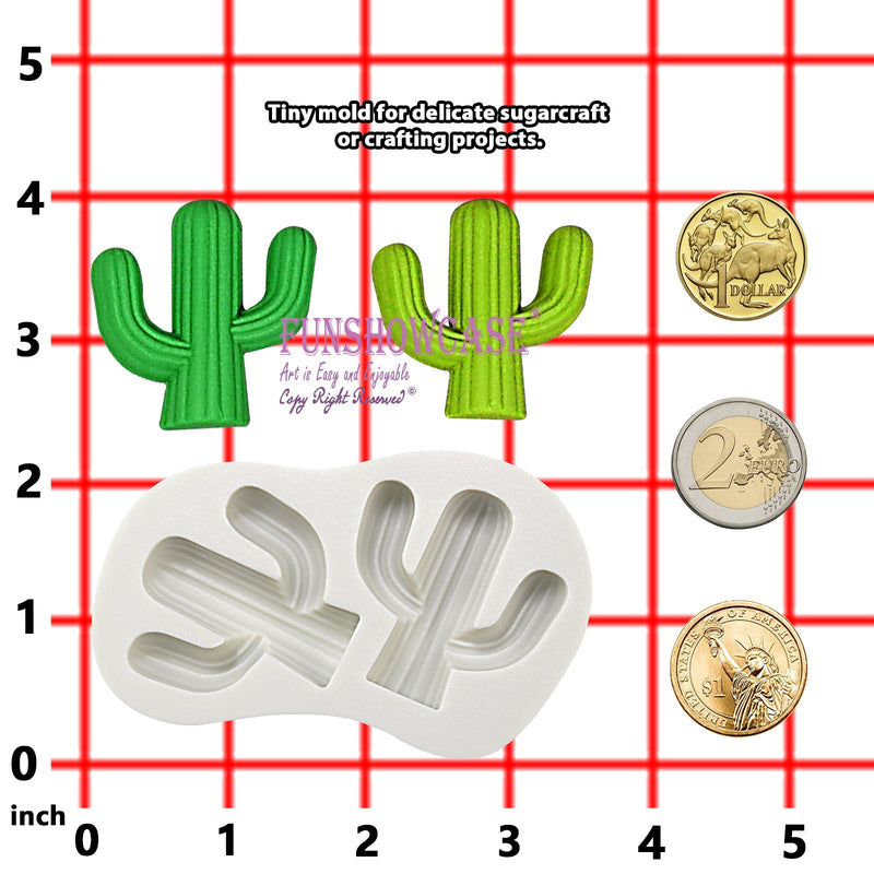 Fondant Silicone Mold Cactus 2 Cavity for Summer Mexican Fiesta Parties