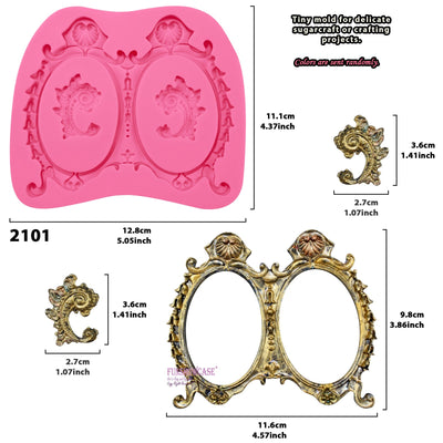 Floral Medallion Flourish Scrollwork Frame Silicone Molds 4-Count
