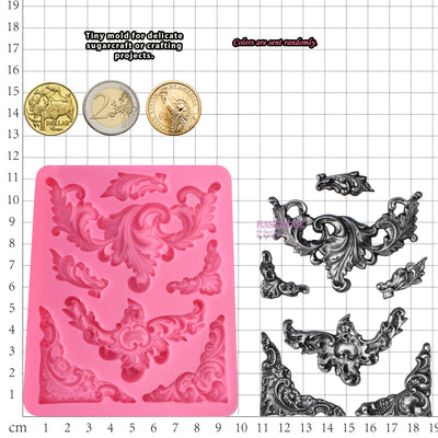 Flourish Scroll Lace Fondant Silicone Mold