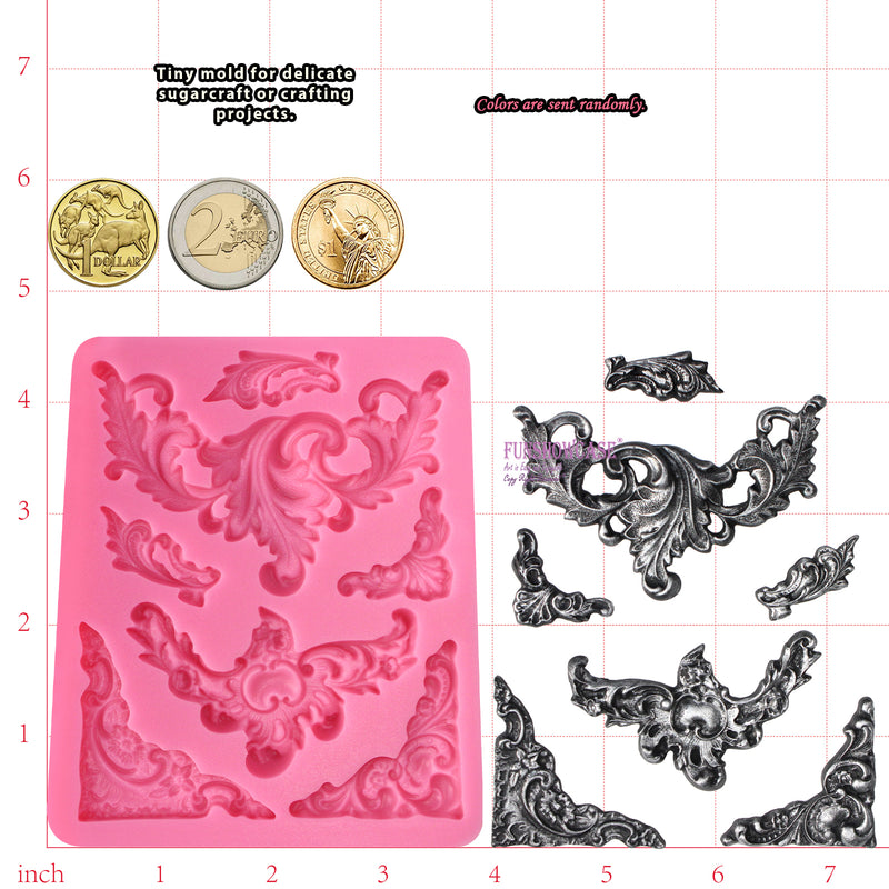 Flourish Scroll Lace Fondant Silicone Mold