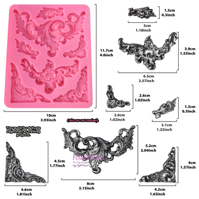 Flourish Scroll Lace Fondant Silicone Mold