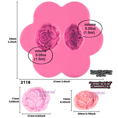 2-Cavity Rose Flowers Silicone Mould