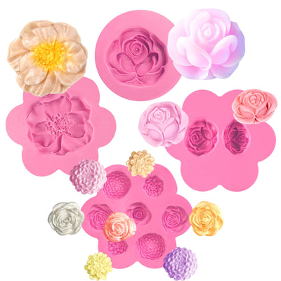 Assorted Flower Silicone Molds 4 Count