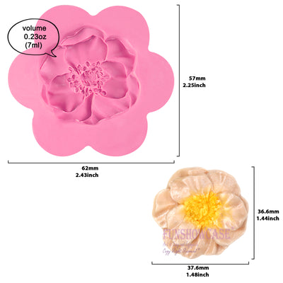 2.4 inch Peony Flower Silicone Mold