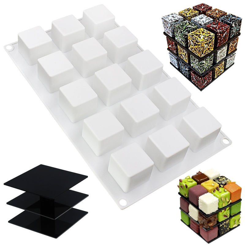 Magic Cube Cake Baking Silicone Mold Tray with Rank