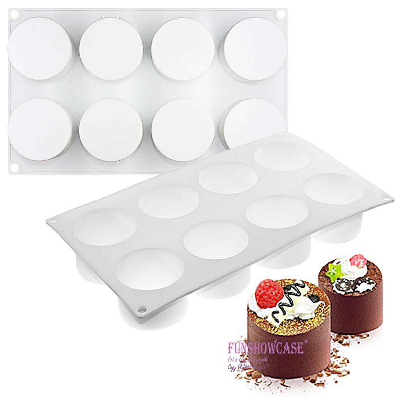 Cylinder Dessert Silicone Mold Tray 8 Cavity 2.4x2.4x1.8inch