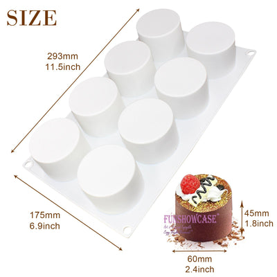 Cylinder Dessert Silicone Mold Tray 8 Cavity 2.4x2.4x1.8inch