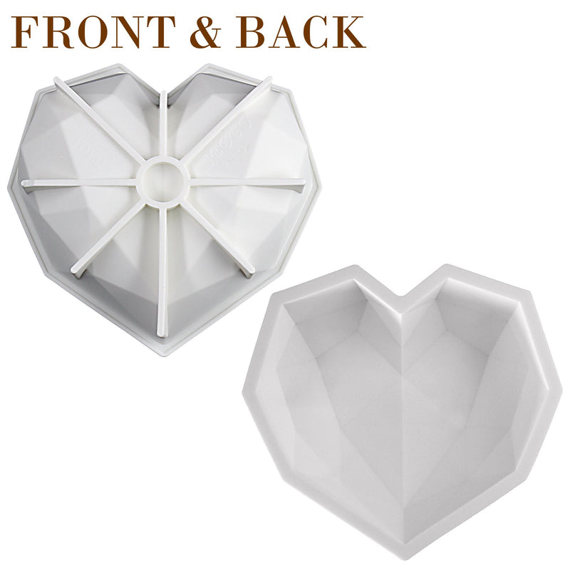 Diamond Heart Cake Baking Silicone Mold Tray 7.3x7x2inch