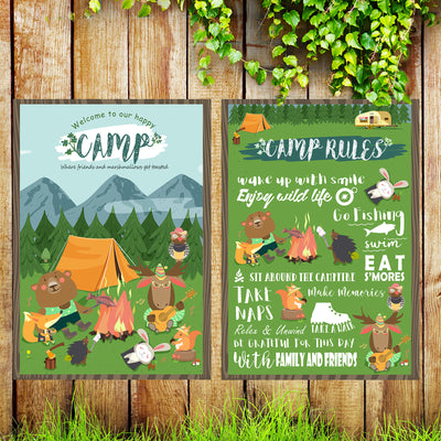 Woodland Camping Rules Poster A3 16.5x11.8inch