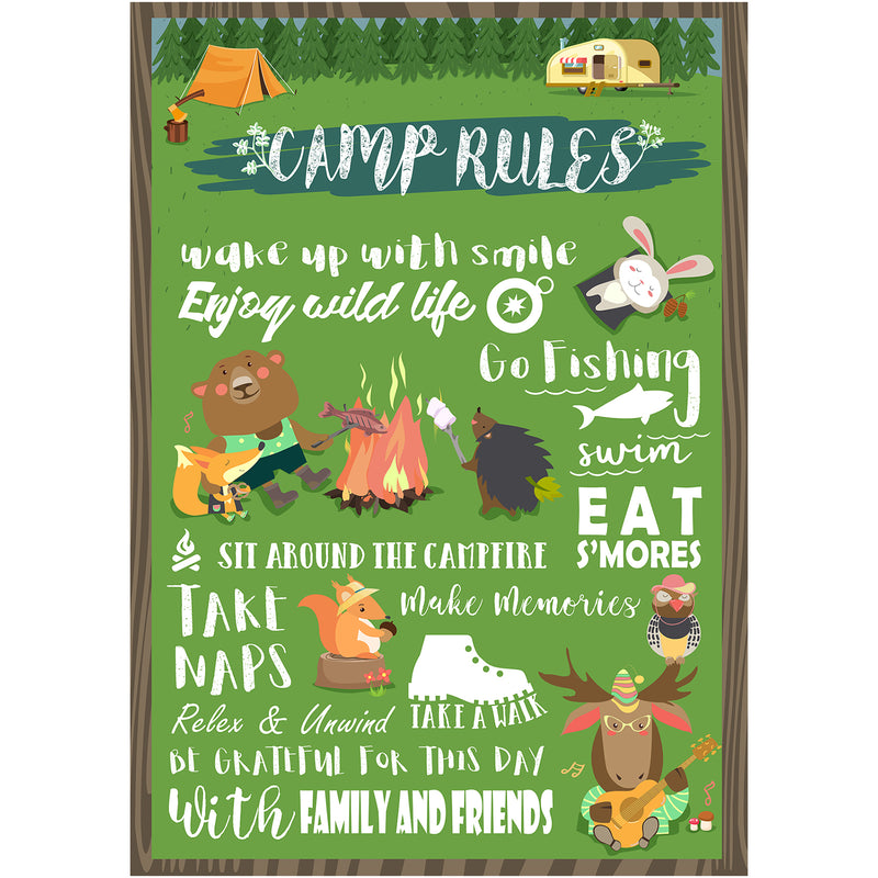 Woodland Camping Rules Poster A3 16.5x11.8inch