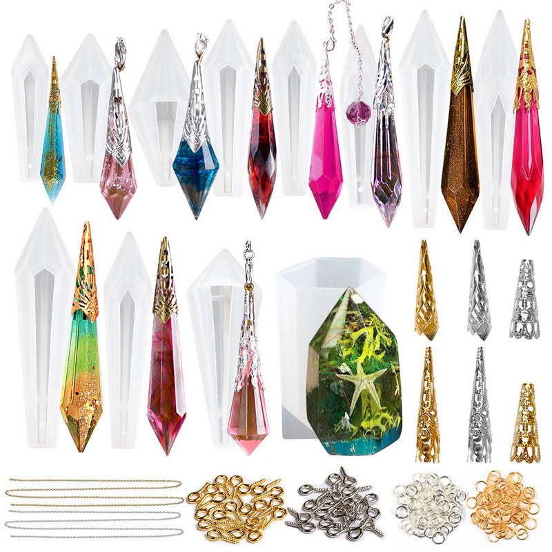 Pendulum Crystal Point Resin Silicone Molds Set Jewelry Casting 220-Kit