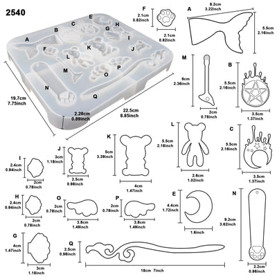 Resin Casting Molds Jewelry Making 218-kit, Chess|3 Eyed Kitty|Hair Pin Silicone Tray