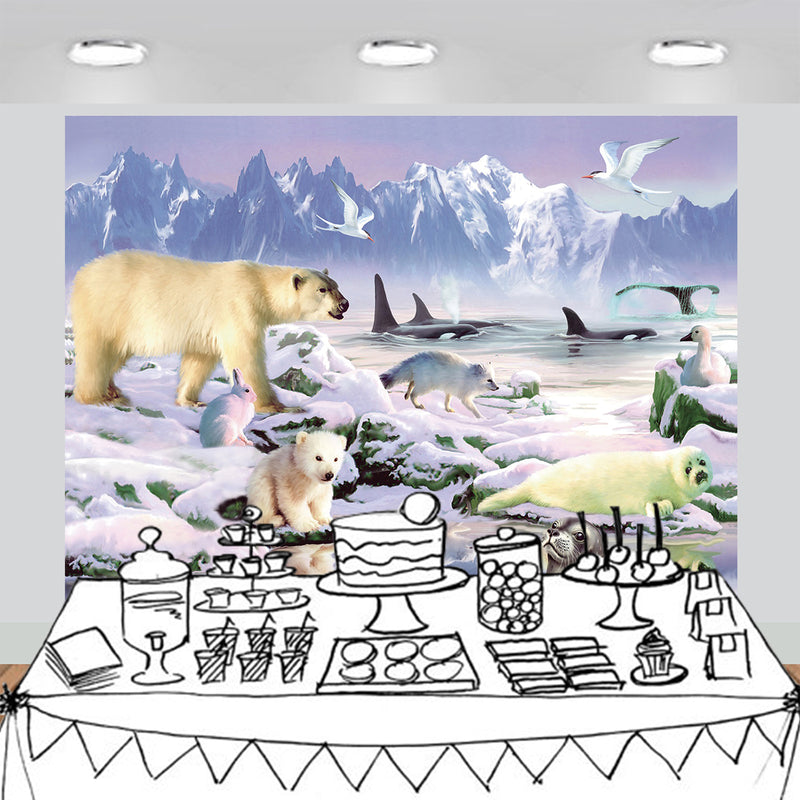 Polar Animals Scenic Backdrop 7x6feet